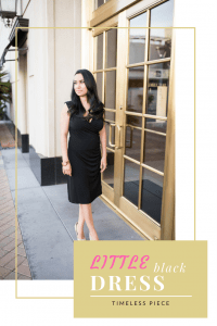 This classic little black dress is simple, casual for date nights. As well as formal for weddings. Get this timeless outfit.